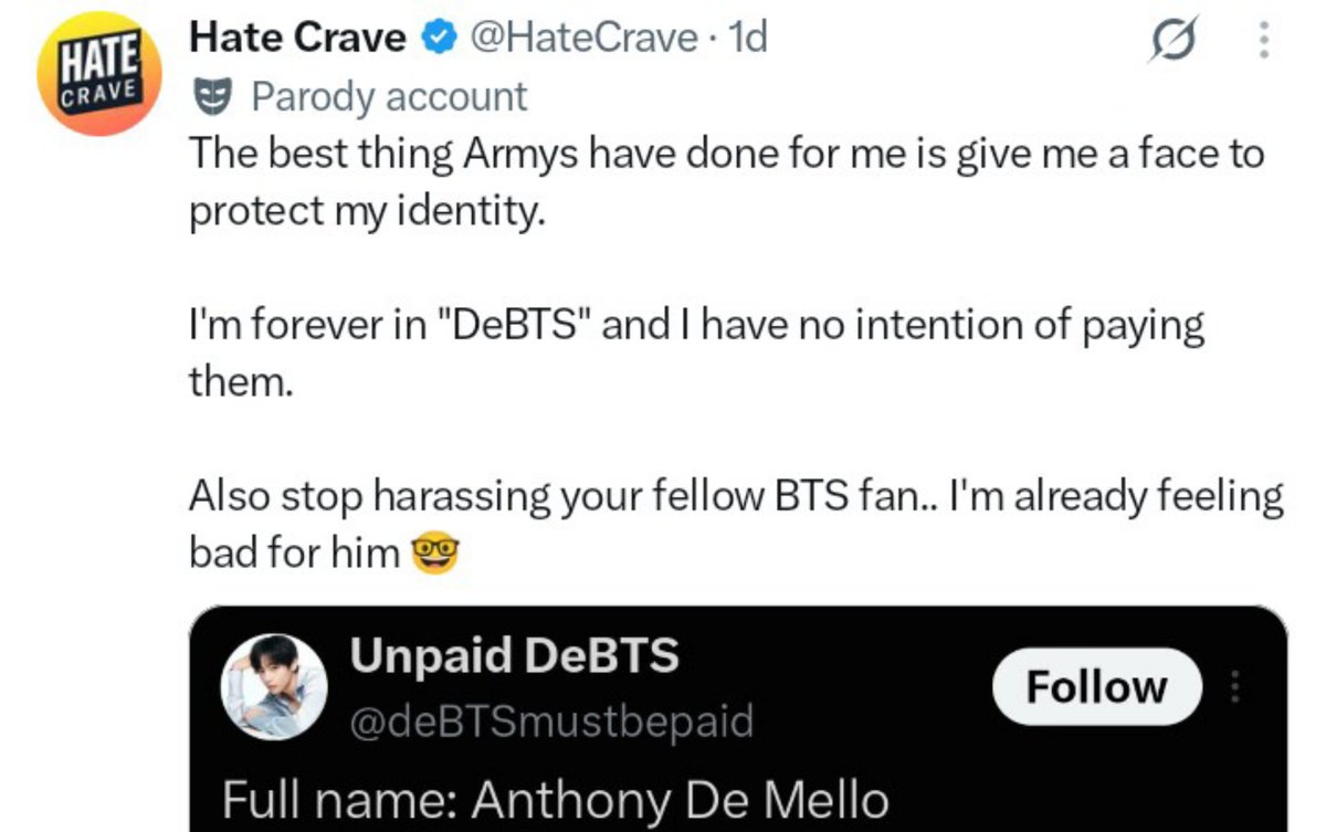 7equalsign's tweet photo. @HateCrave Not you admitting that it's actually you, Anthony 😭 https://t.co/EWXAZg65D7