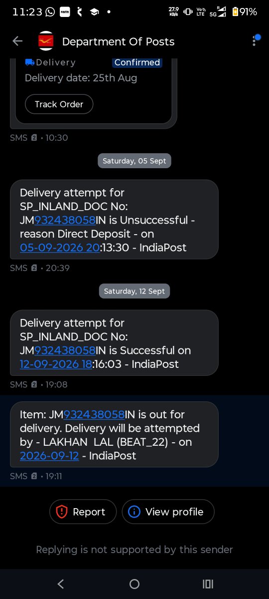 ssingh4141's tweet photo. (No. JM932438058IN) बिना किसी संपर्क के एक महीने से "Delivery Unsuccessful" दिखाया जा रहा है। इसमें महत्वपूर्ण बैंक दस्तावेज हैं। कृपया इसे तुरंत डिलीवर कराएं। किसी भी वित्तीय फ्रॉड या नुकसान की पूरी जिम्मेदारी भारतीय डाक विभाग की होगी
Mob-9411948171
@IndiaPostOffice @ICICIBank https://t.co/5OgQmS3vGk
