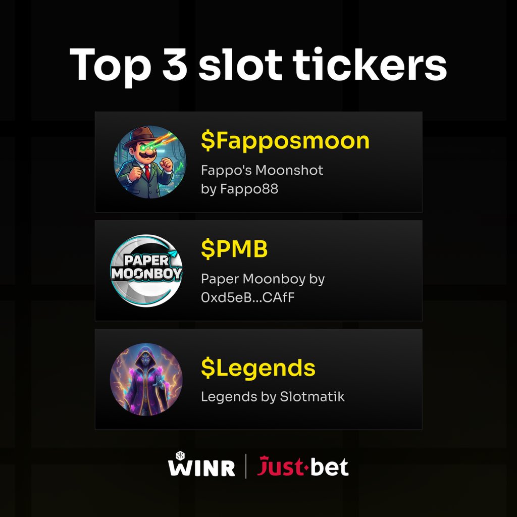WINRProtocol's tweet photo. You’ve seen the memes on Robinhood Chain.
WINR is turning the hottest ones into slots.
$FAPPOSMOON  
$PMB  
$LEGENDS

Don’t just watch the chart.  
Make the chart playable. 🎰

Which slot gets tokenized next?👇 https://t.co/3Fd088g3r0
