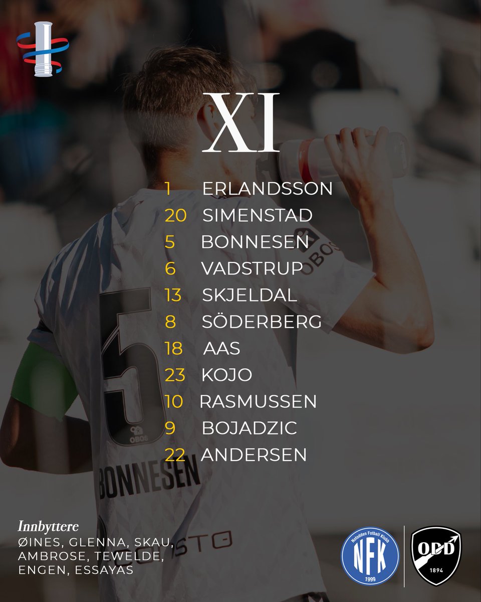 oddsbk's tweet photo. Dagens tropp⚫️⚪️ 

Avspark: kl. 18:00⚽️ https://t.co/xcOZCyO1dB