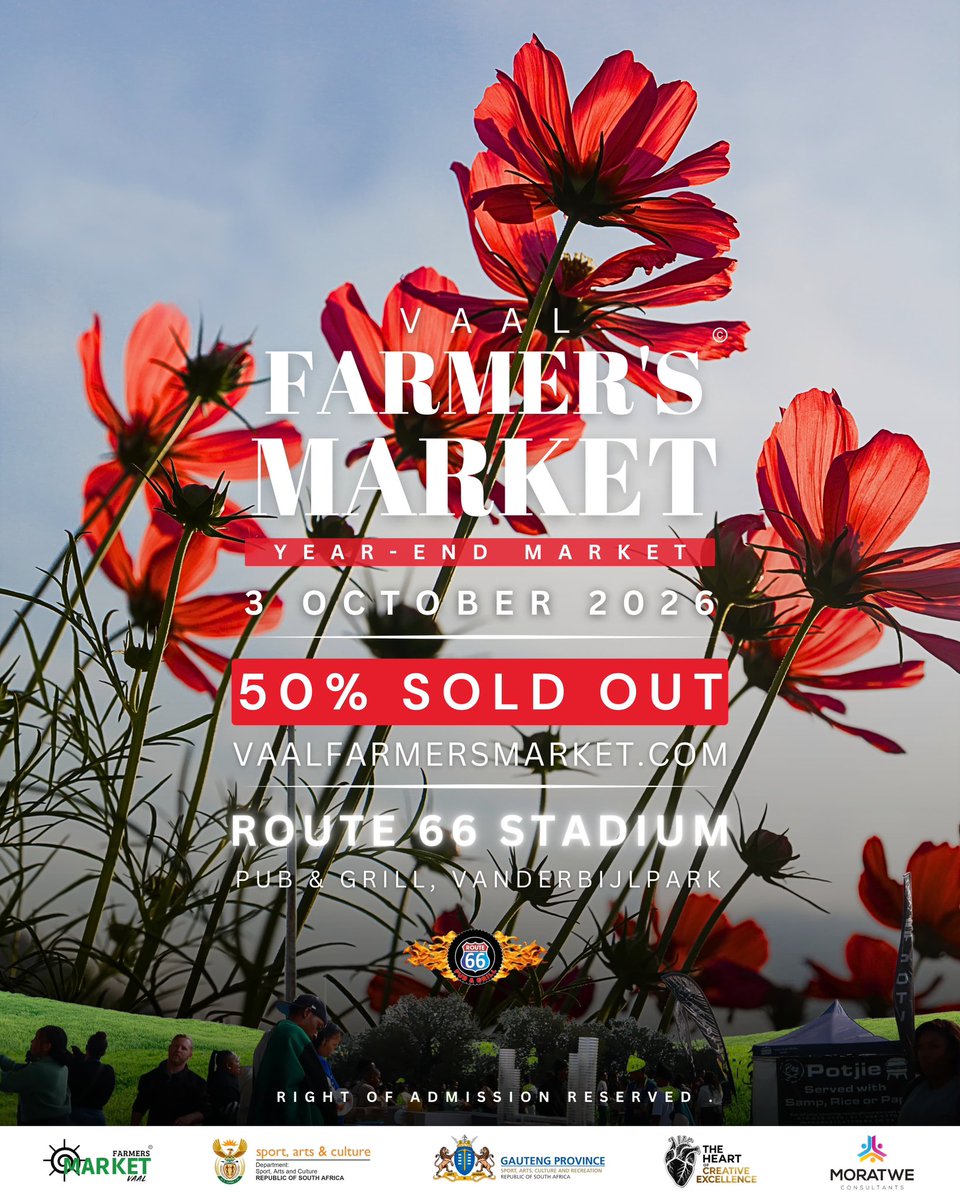 VaalFarmersMark's tweet photo. Halfway there to the Year-End Seasonal Experience!🚨🤍✅
50% SOLD OUT

Don't watch from the sidelines! Get your tickets at https://t.co/mii2GVUNhc 
#year-end #SeasonalExperience https://t.co/D4wEJjQIr5