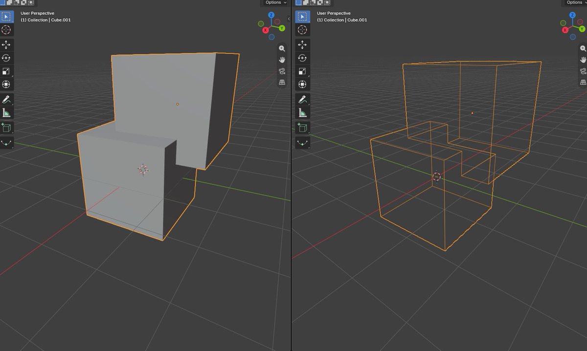 ShadowElite217's tweet photo. @PoruKima Don't know if this will work or not but 1. Select first mesh &amp; add Boolean Modifier 2. In modifier select Union then for object select 2nd mesh. 3. Hit down arrow to 'add modifier'. Trying with a simple mesh I got this result but don't know how it will turn out on complex mesh. https://t.co/9vjkJdFpRW