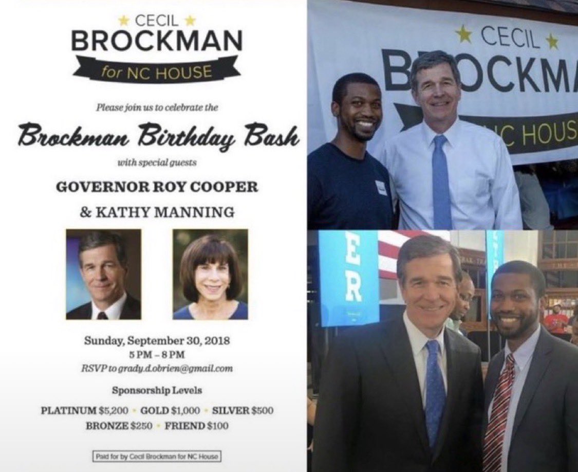 MargoinWNC's tweet photo. Roy Cooper has plenty of sex offender and gangbanger friends-with photos and causes in each. 

Kerwin Pittman-involvement with the Bloods gang and served over 11 years in prison. 

Chad Turner- registered sex offender in North Carolina following a 2000 conviction in South Carolina for committing a lewd act with a 15-year-old minor

Cecil Brockman-standing trial for Statutory Sex Offenses:
Indicted on multiple felony counts of statutory sex offense with a child under the age of 15.

Indecent Liberties: Multiple counts of taking indecent liberties with a child.

Sexual Exploitation: Two counts of first-degree sexual exploitation of a minor.