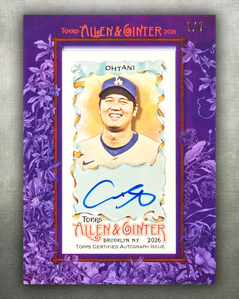 Topps's tweet photo. Shohei Ohtani's 1-of-1 autograph in 2026 Allen &amp; Ginter 🔥 https://t.co/EcI8LbjMuv