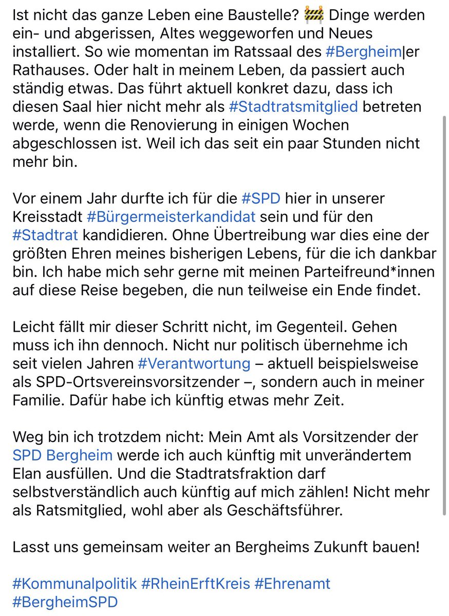 torsten_hautnah's tweet photo. Es gibt da etwas Neues, was ich euch sagen muss: seit heute bin ich kein #Stadtrat mehr.
#Kommunalpolitik #Bergheim https://t.co/gYt4g7OeKq