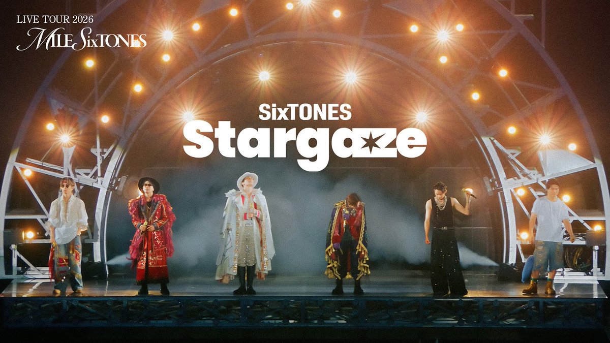 STARTO_INT's tweet photo. SixTONES「Stargaze」ライブ映像公開！

🎤https://t.co/USRBjoV3mY 

Live performance now on YouTube!
現場表演影片已上線YouTube!

#SixTONES 
@SixTONES_SME https://t.co/Dl3OzBms8S