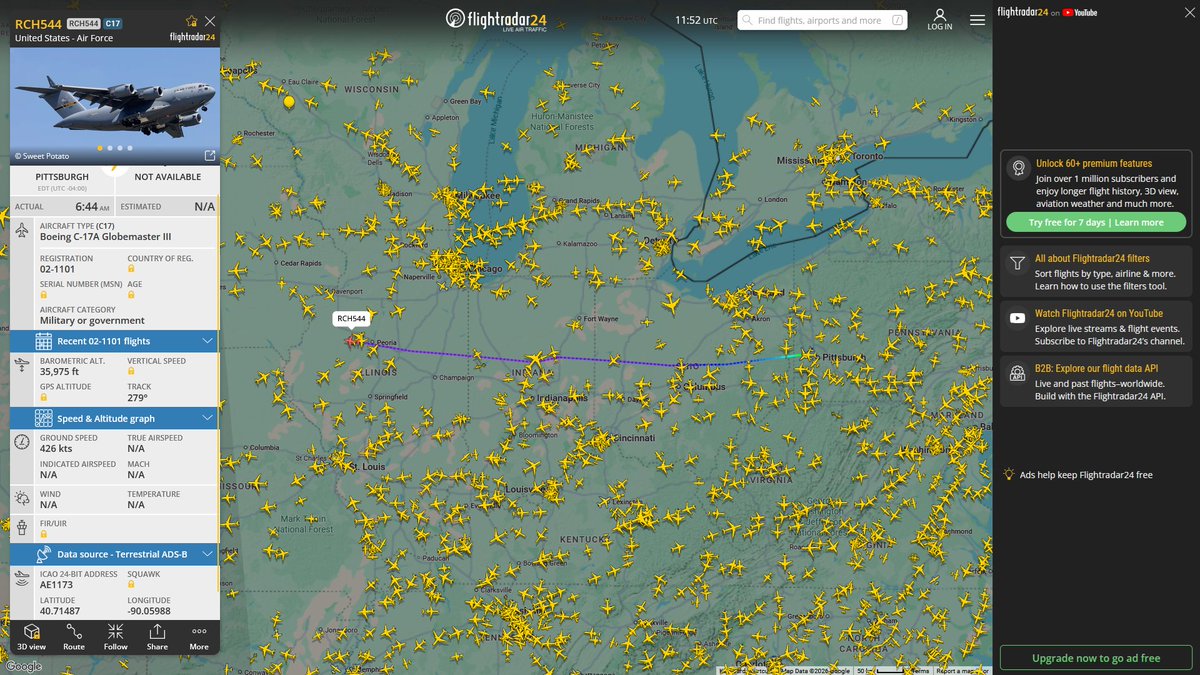 AIYeyENGDdJkjTr's tweet photo. Sept. 16, 2026
#911th Airlift Wing, Pittsburgh ==> #366th Fighter Wing, Mountain Home AFB
#RCH544 #AE1173 USAF C-17A Globemaster III https://t.co/t41rWnQpmB
