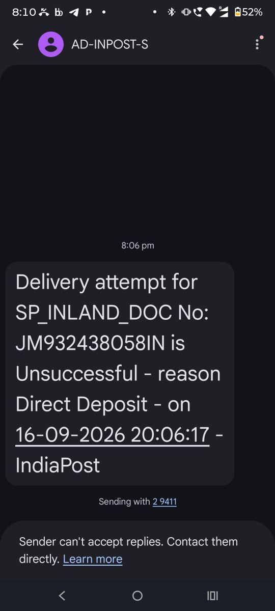 ssingh4141's tweet photo. (No. JM932438058IN) बिना किसी संपर्क के एक महीने से "Delivery Unsuccessful" दिखाया जा रहा है। इसमें महत्वपूर्ण बैंक दस्तावेज हैं। कृपया इसे तुरंत डिलीवर कराएं। किसी भी वित्तीय फ्रॉड या नुकसान की पूरी जिम्मेदारी भारतीय डाक विभाग की होगी
Mob-9411948171
@IndiaPostOffice @ICICIBank https://t.co/5OgQmS3vGk