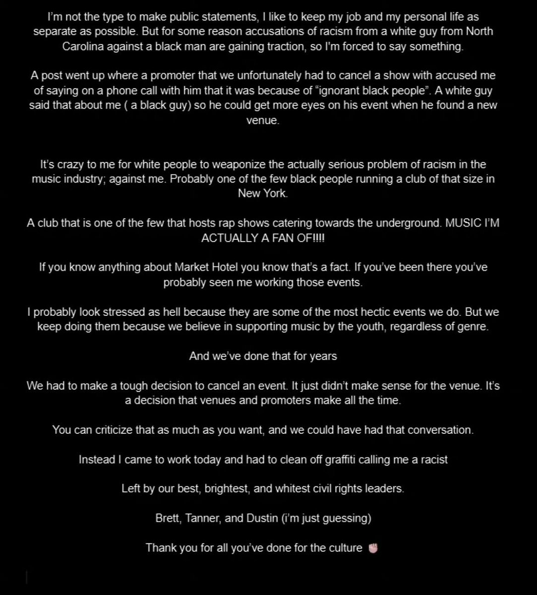 markethotelnyc's tweet photo. A statement from our general manager. https://t.co/3zG4TZoe8q