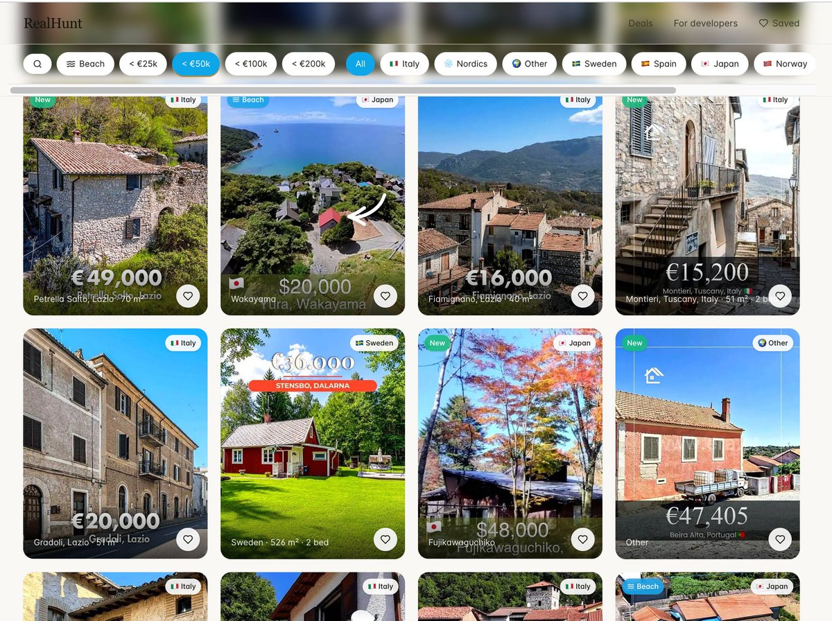 mrstartups's tweet photo. 🏡🌊 I share the best cheap homes  I find around the world.  https://t.co/rInNsR1KG3   

Beach homes for €20K. Places most people don’t even know exist. 🇵🇹 Portugal 🇮🇹 Italy 🇭🇷 Croatia 🇯🇵 Japan 🇮🇩 Indonesia 

I built a website to put them all in one place.  

Comment “TOP” and I’ll DM you the best ones I’ve found around the world, for free. 🌍🏡