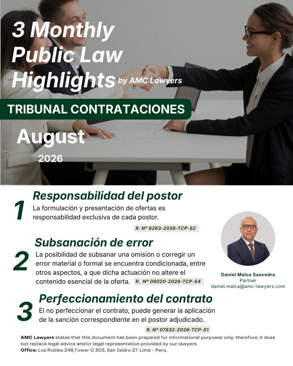 AMC_Lawyers's tweet photo. El 𝗧𝗿𝗶𝗯𝘂𝗻𝗮𝗹 𝗱𝗲 𝗖𝗼𝗻𝘁𝗿𝗮𝘁𝗮𝗰𝗶𝗼𝗻𝗲𝘀 𝗣𝘂́𝗯𝗹𝗶𝗰𝗮𝘀 de la OECE en el mes de 𝗮𝗴𝗼𝘀𝘁𝗼 emitió resoluciones relevantes, de las cuales destacamos 𝘁𝗿𝗲𝘀 que impactan los procedimientos de contratación con el Estado.  
#OECE https://t.co/ZX7j8InVQQ