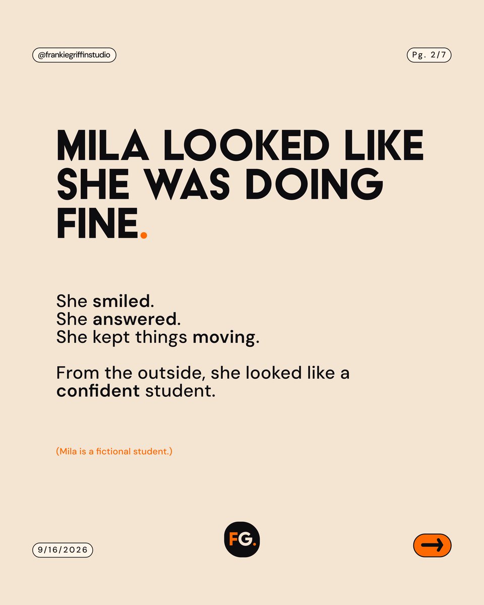 FrankieGStudio's tweet photo. 1/2 • It’s easy to design lessons around the students who answer quickly and sound sure.

Mila’s story asks us to look at what taking part feels like for a student who needs a different way in. https://t.co/XtXnNsZRwv