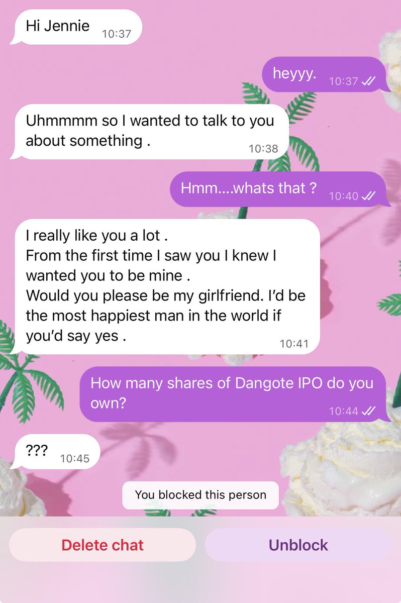 jenniespams's tweet photo. I can’t date a man that has no shares in Dangote IPO. What are we sharing? Feelings???😒😒 https://t.co/yXUpSQnEGc