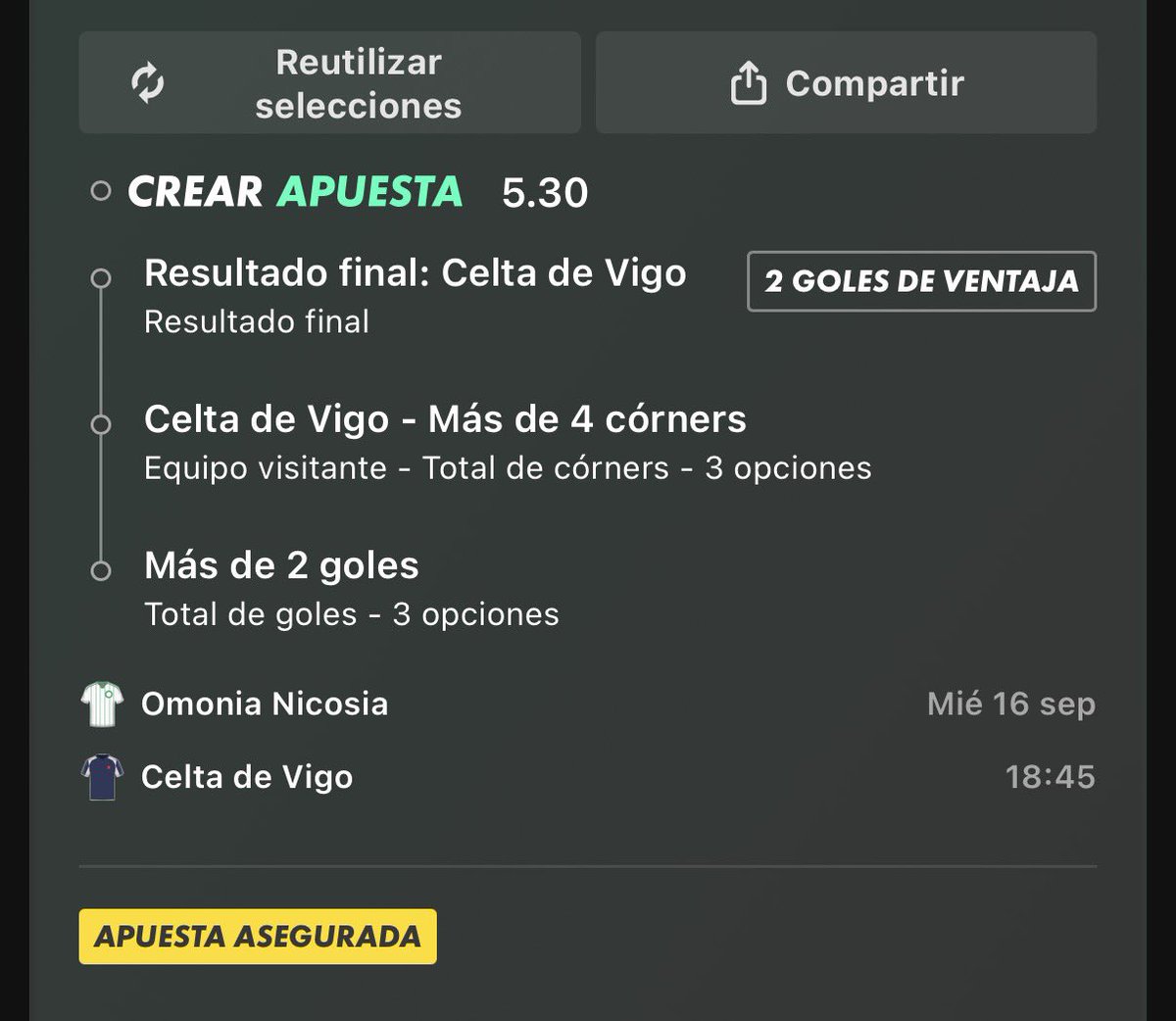 CuotaRadar_'s tweet photo. Vamos a coger la promo de créditos de apuesta para el partido de Europa league Cuota 5 👍 https://t.co/dFL7REdelI