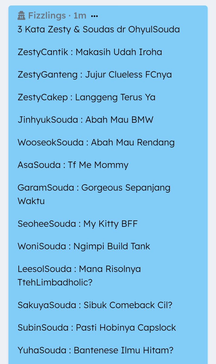 ZestyCakep's tweet photo. Buat semua member HeartbeatFizz. New challenge: find your name https://t.co/1CR6Z6kTf7