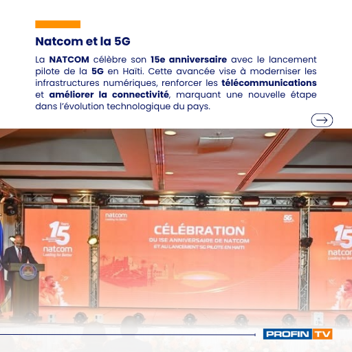 profintv's tweet photo. 🇭🇹 Technologie, accès à l’eau et relance économique au cœur de l’actualité.

📡 NATCOM lance un projet pilote de la 5G.
 💧 Un nouveau système d’eau potable améliore la vie des habitants de Vallières.
 🌍 Haïti présente ses priorités de développement et d’investissement à Doha.

📲 Découvrez tous les détails sur notre site.

👉 Cliquez sur le lien [https://t.co/ghQ7ztKZGp ] pour lire les articles complets.

#PFINFO #Haïti #Actualités #Économie #Technologie #Développement #Investissement