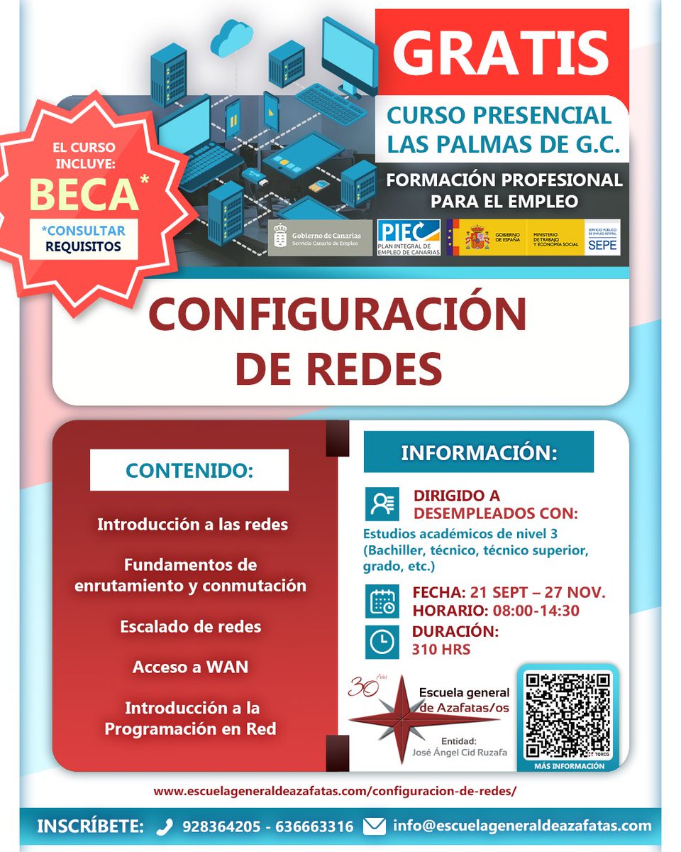 LICEO2000's tweet photo. [CURSO GRATIS]
🛜CONFIGURACIÓN DE REDES

Para más información:
✉️ info@escuelageneraldeazafatas.com
📞 928364205 - 636663316
🔎https://t.co/Ixc6X4rK4y

#EscuelaGeneralDeAzafatas #FormaciónGratuita #Configuración #Redes #Telecomunicación https://t.co/qOi6xwukAr