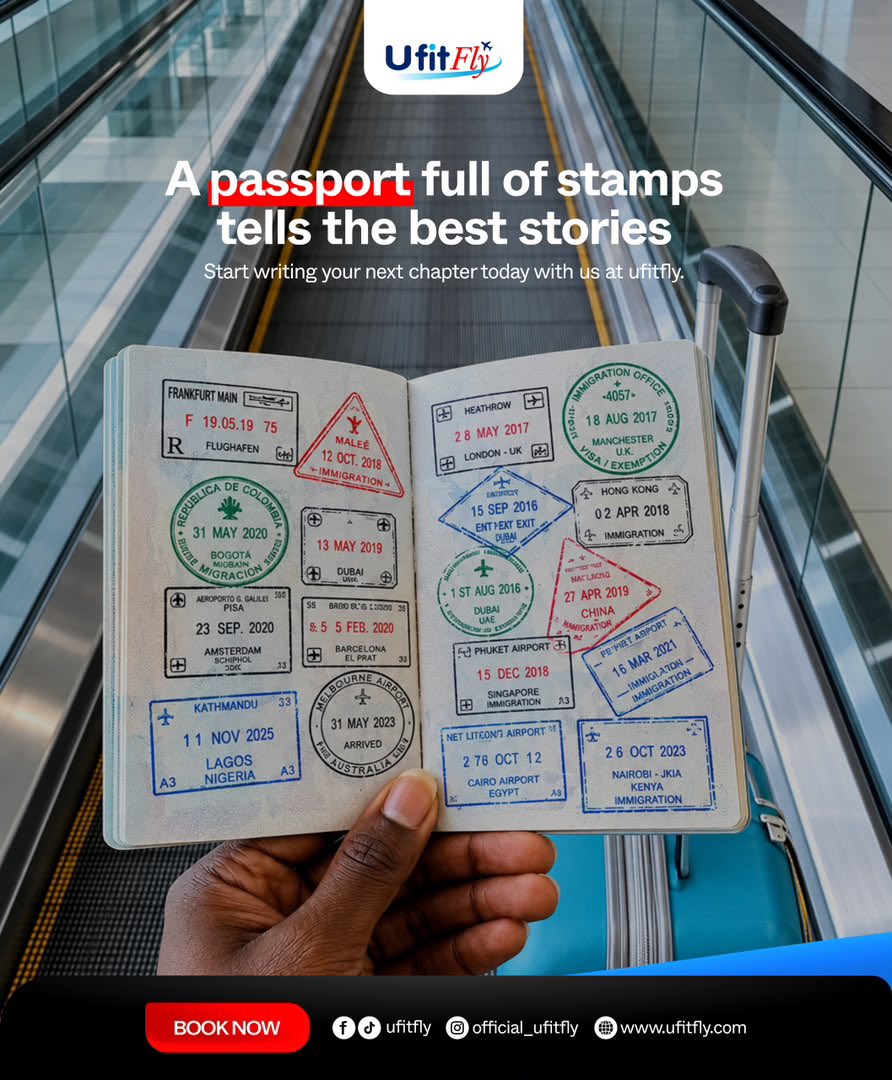 ufitfly's tweet photo. Every stamp in your passport is a story waiting to be told —new cultures, unforgettable moments, and destinations ticked off your bucket list.

Whether you’re planning your next vacation, chasing business opportunities, or exploring new horizons, Ufitfly makes your travel dreams seamless. Let’s turn those blank pages into your best travel memories yet!

#Ufitfly #TravelGoals #PassportStamps #Wanderlust #ExploreTheWorld #VisaConsultants