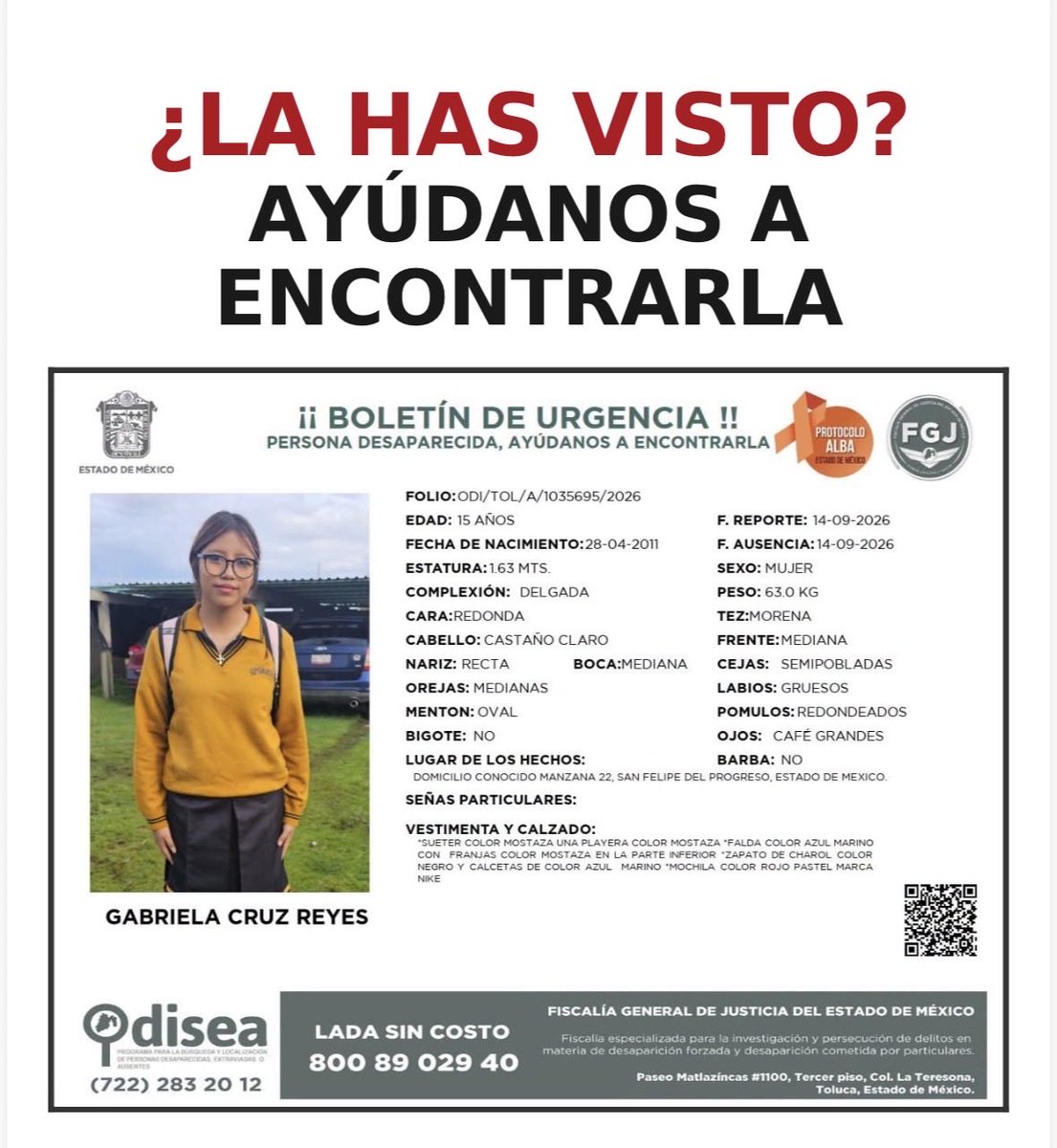 ValeriaMoy's tweet photo. 📍Por favor ayúdennos a encontrarla. Urgente. https://t.co/8B1doUw1wO