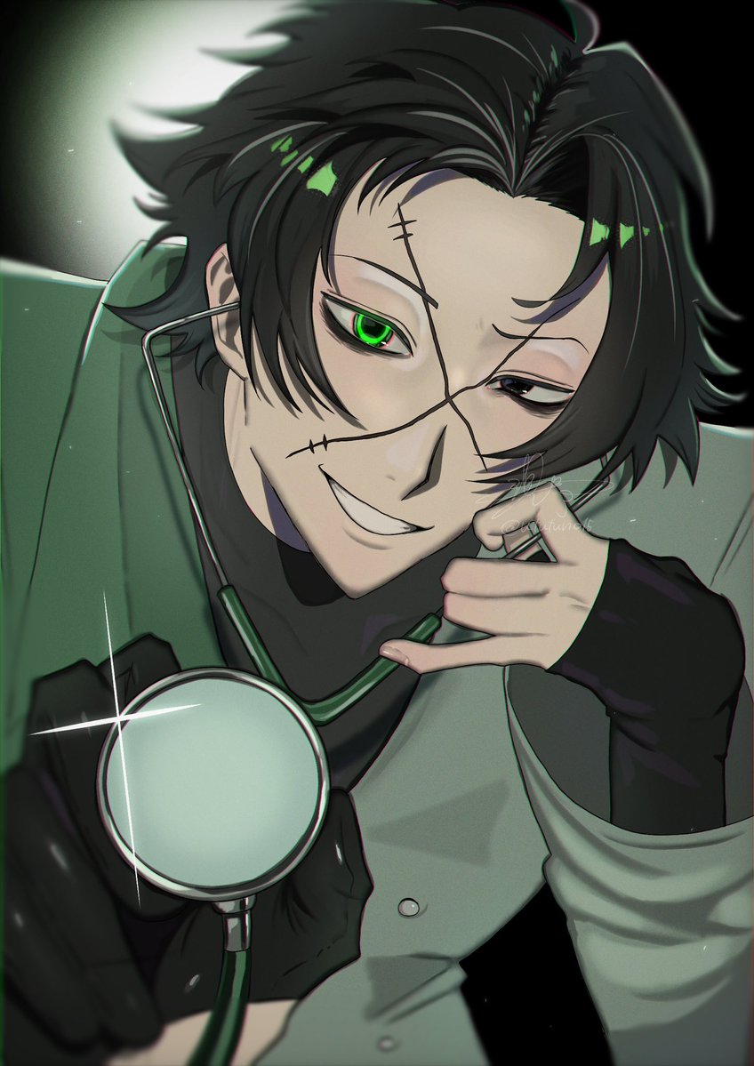 ututuno15's tweet photo. 「では―貴様の心音を聞かせてもらおう」

（訳:胸の音聞いていきますね）
#OC #illustration‌‌ https://t.co/R4OFPgiexg