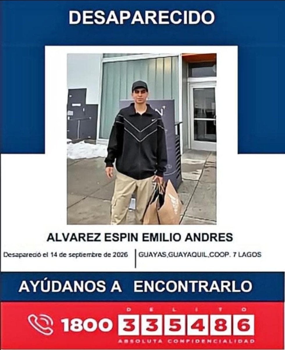 ComunidLaAurora's tweet photo. 🚨 #URGENTE | EMILIO SIGUE DESAPARECIDO

Emilio, de 20 años, continúa desaparecido. Sus familiares solicitan a las autoridades intensificar la búsqueda para dar con su paradero.

Según testigos, el joven habría caído desde el puente de la Unidad Nacional luego de perder el control de su motocicleta y estrellarse contra una de las barandas. Sin embargo, el hecho aún debe ser esclarecido por las autoridades.

Sus familiares también solicitan que se revisen las cámaras de seguridad del sector, con el objetivo de determinar con precisión qué ocurrió.
@ecu911sambo

Según información proporcionada por allegados, su madre llegaría hoy desde España para sumarse a la búsqueda.