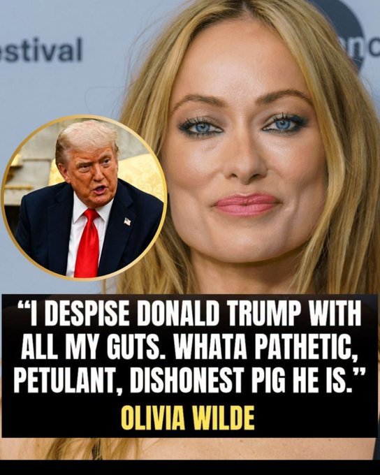 Abigail_M2050's tweet photo. Olivia Wilde: I despise Trump with all my guts 💥 what a pathetic, petulant, dishonest pig. 

From 2017 Phoenix rally but viral again, so Hollywood vs MAGA fight never dies   🐖 https://t.co/fCn9eWve6H