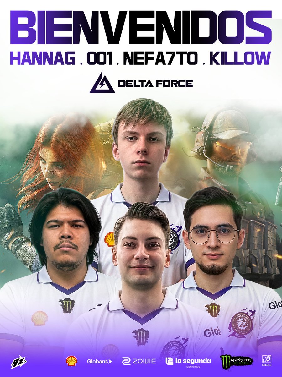 9zTeam's tweet photo. PRESENTAMOS: NUESTRO EQUIPO DE DELTA FORCE

Seguimos expandiendonos hacia nuevos objetivos, hoy le damos la bienvenida a nuestro roster de Delta Force e inaguramos una nueva disciplina en 9z Globant.

@killowdf 🇹🇯
@hannagHans 🇰🇿
@nikitos001_ 🇷🇺
@nefa7to 🇩🇪

Bienvenidos! #TodoVioleta💜