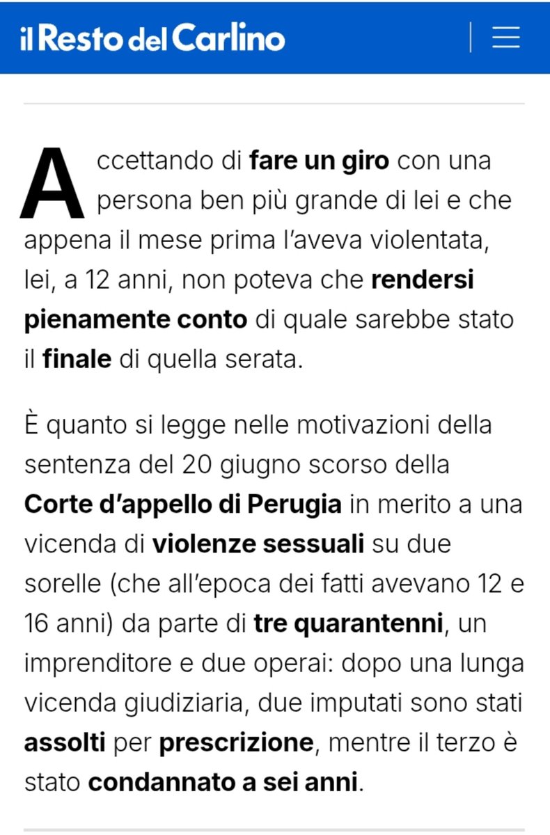 DaniaFalzolgher's tweet photo. Ragazzina di 12 anni, violentata da tre quarantenni, siccome era già stata abusata doveva prevedere, doveva gridare! Si deresponsabilizza completamente, e viene assolto, chi a 44 anni abusa di una ragazzina. Per non parlare della doppia morale per cui solo la nazionalità dello⬇️ https://t.co/LQjfMXFRJ4
