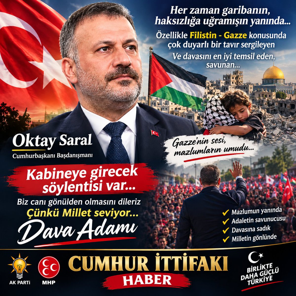 cumhurresmitr's tweet photo. NOT ✍️ #Cumhurittifakı watsap Anlık #Sondakika #Haber linki tıklayın 👎 https://t.co/7C393BFpvh  Her zaman garibanın haksızlığa uğramışın özellikle Filistin Gazze konusunda çok duyarlı bir tavır sergileyen Ve Davasını en iyi temsil eden savunan Cumhurbaşkanı başdanışmanı Oktay Saral @oktay_saral ağabey kabine girecek söylentisi var biz Canı gönülden olmasını dileriz çünkü Millet seviyor Dava Adamı 🗣️
