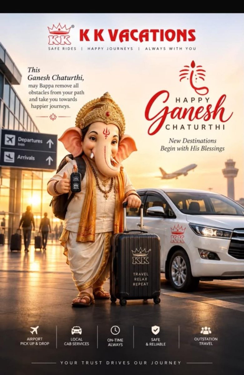 Parag_hjs's tweet photo. Dear @KKTRAVELSindia, Using images of Hindu deities for your ad (KK Vacations) is inappropriate and hurts religious sentiments.

Please remove this creative and avoid using Lord Ganesh images for commercial promotion.

@HinduJagrutiOrg @Ramesh_hjs @SG_HJS https://t.co/7IOQ3PLRyB