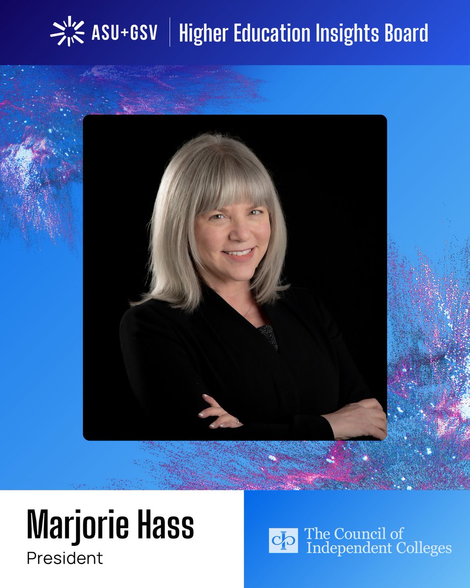 CICnotes's tweet photo. CIC President Marjorie Hass has been appointed to the 2026–27 @asugsvsummit  Higher Education Insights Board. She will collaborate with fellow institutional innovators to advocate for independent higher ed.

https://t.co/48STwQt7cD

#higheredleadership #highereducation #highered https://t.co/S7zR9FCrOt