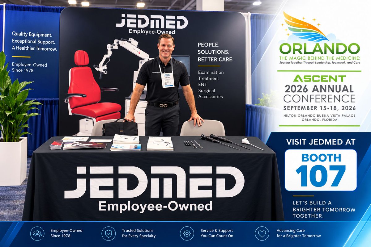 JEDMEDstl's tweet photo. In Orlando for the ASCENT 2026 Annual Conference? 

If so, make sure to swing by BOOTH #107 and visit with VP of Sales, Jared Reimann.

#JEDMED #EmployeeOwned #ASCENT26 https://t.co/fiGasO54Ir