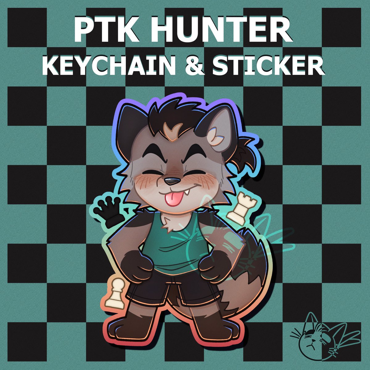 JakeeWhyy's tweet photo. New Hunter keychain &amp; sticker now on my store page! Along with new Hunter themed bundles🦝

Link in bio #promisestokeepvn #furryart https://t.co/Xz1pHQmQsW