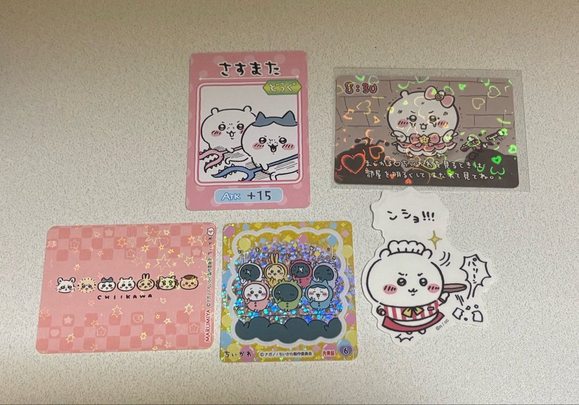 kimtogeto's tweet photo. ちいかわ　交換
譲　画像1〜3
求　うさぎ、シーサー、セイレーンのグッズ（ウエハースカードやステッカー特にも求）

検索からもお気軽にお声掛けください！ https://t.co/caHTDfy56N