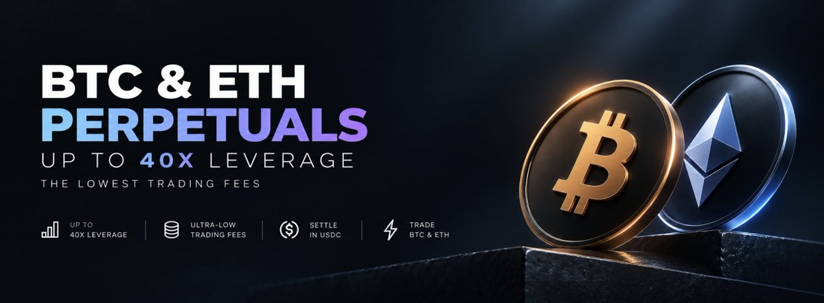kairo_market's tweet photo. TRADE BTC & ETH PERPETUALS ON KAIRO.

Long or short.
Up to 40X LEVERAGE.
Built for speed.
Built for traders.

-BTC & ETH Perps
-Up to 40x leverage
-Ultra-low trading fees
-Settle in @USDC on @arc 
-Trade directly on KAIRO

More markets. More volume. More reasons to trade on KAIRO.
Your market. Your position. Your call.