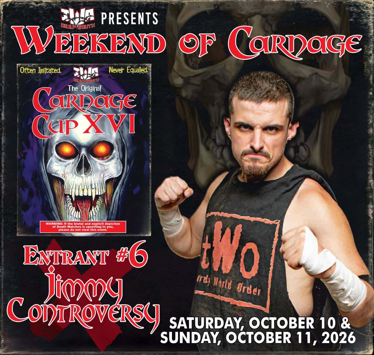 turdyWorldorder's tweet photo. 💩 CARNAGE CUP 16 ENTRANT #6 💩

JIMMY CONTROVERSY is back for his 4th Carnage Cup! The de facto leader of the hated tWo has scored wins over Tommy Dreamer & Mad Man Pondo. Now he wants his first Cup victory! Will the turds be ringside!? Find out Oct 10–11 in McKenzie, TN!

🎟️ https://t.co/02zQIdwZMl

#iwadeepsouth #carnagecup #deathmatch #prowrestling