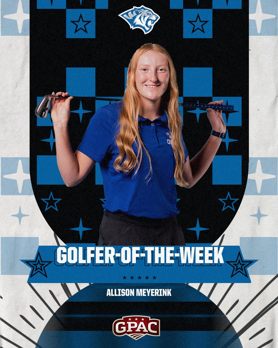 DWTigerGolf's tweet photo. After a stellar start to her junior campaign, including an individual win at the Siouxland Invitational, Allison Meyerink earns her seventh-career @GPACSports Women's Golf Player-of-the-Week award!

📰 https://t.co/yY3rQoP4FF

#RollTige | #BleedBlue https://t.co/J9HztdFZY9