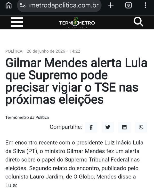 adalexgois's tweet photo. Há um plano em ação nesse momento do consórcio STF-Lula, o que envolve as etapas abaixo: 
1- Blindar Alexandre de Moraes;
2- Afastar André Mendonça do STF e PRENDÊ-LO;
3- Encontrar uma maneira de não permitir que o Flávio concorra as eleições;
4- 'Eleger' (com duzentas aspas) o Lula;
5- Consolidar o domínio absoluto do STF, com Moraes na Presidência.

O que você viu ontem no STF foi apenas um 'aperitivo' do que Gilmar Mendes, Flávio Dino, Alexandre de Moraes e Zanin são capazes para materializar esse plano do início até o final. 

Eles estão cagando para a opinião pública. E o Bolsonaro que era ditador né? 
A imprensa crio o monstro do STF, agora estão querendo controlar o incontrolável. 
Faz o L!