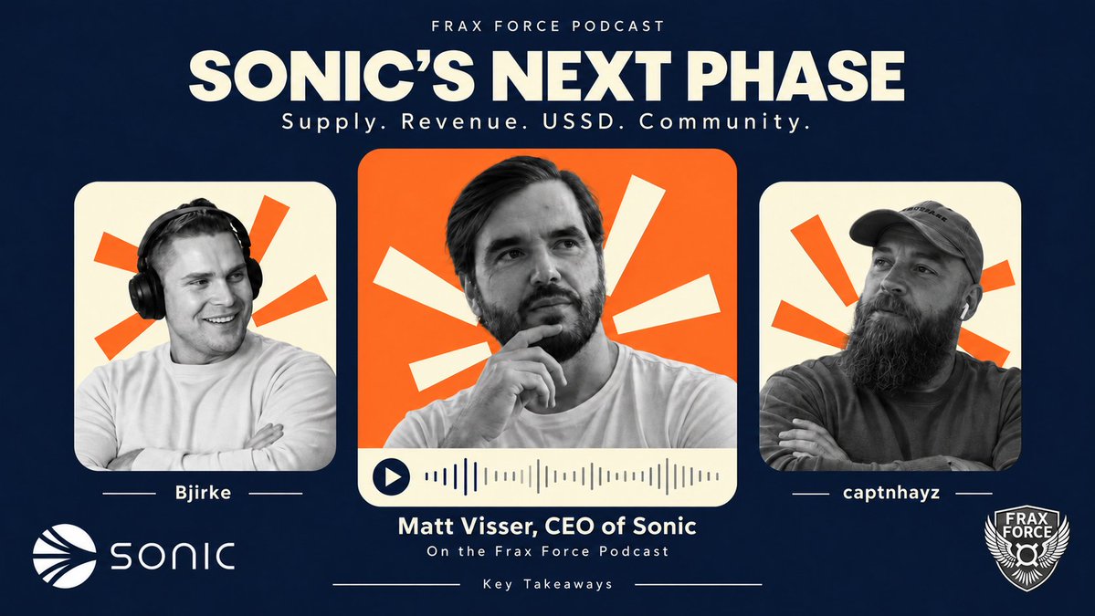 _Crrown's tweet photo. Token supply, team allocations, revenue, and ecosystem support. @MattVisser latest @FraxForce interview offered a clearer picture of how he plans to run @SonicLabs and fund its next phase.

Missed it? 
Here are the main takeaways: ✍️ 

1️⃣ An independent review of $S supply

An independent review has been commissioned to clarify total and circulating supply across Fantom, bridges, and the Sonic migration.

It should account for previously minted tokens, their location, contractual obligations, remaining balances, and potential burns.

The estimate was roughly three weeks from recording. No final findings or burn amount were announced.

2️⃣ No new minting for business expansion

His position was clear: expansion should be funded through revenue, responsible treasury use, or investment partners.

Validator emissions remain an exception. This is a stated commitment, not confirmation that minting authority has been removed.

3️⃣ Revenue should cover operating costs

The goal is to fund salaries and infrastructure from business revenue, reducing dependence on the token treasury.

S-based employee incentives remain part of his vision, but under a more consistent structure than individually negotiated deals.

4️⃣ A shared incentive proposal

A proposed scheme would place team performance bonuses in S into a Sonic validator, subject to vesting and performance conditions.

Participants looking to sell would first offer their tokens within the scheme.

He supports public visibility of the total team allocation. Individual disclosure remains under discussion, and the proposal is not finalized.

5️⃣ Existing allocations and selling pressure

Some former senior team members hold substantial S allocations that current leadership cannot control.

Holders considering an exit are encouraged to discuss a direct sale with the foundation first.

For OTC deals, he emphasized a first right of refusal. This would provide an opportunity to buy before an outside sale, without guaranteeing buybacks.

6️⃣ USSD’s role in settlement

The aim is to grow $USSD’s use for dollar-denominated settlement, with Sonic receiving a share of the associated yield revenue.

Cross-chain issuance, transfers, and protocol integrations were also discussed.

A product under development uses USSD for settlement and includes cross-chain functionality. The direct benefit to S holders was not fully explained.

7️⃣ From assessment to execution

After the first 100 days, the focus is shifting to execution: leadership changes, clear product ownership, and turning discussions into signed agreements.

Some products could eventually become standalone protocols or companies, with Sonic retaining majority ownership.

8️⃣ A more transparent contributor program

The influencer program is being reconsidered, drawing on the spirit of Sonic Marines.

The aim is clarity around membership, contributions, and payment, while preserving contributors’ freedom to criticize Sonic.

Copy-paste engagement received clear criticism. Revised participation criteria were not announced.

9️⃣ Supporting ecosystem builders

Projects succeeding on other chains were welcomed, with recognition of their commercial needs.

His emphasis is on a strong building environment, pushing back on expectations to buy tokens, distribute grants, or manufacture TVL.

Developer and investor sessions, alongside broader community Q&As, are also planned.

🔟 Room to challenge leadership

Matt shared how he overruled marketing on release timing, saw weaker results, and admitted he should have listened.

The culture he wants encourages disagreement, early reporting of mistakes, and respect for expertise.

Dedicated product leaders need the authority to make decisions.

$S