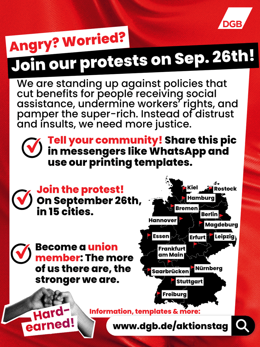 dgb_news's tweet photo. Join our protests on September 26th. We deserve better than mistrust and insults! ℹ️ https://t.co/BdfeH2qgdZ
#HartVerdient #HardEarned https://t.co/8QTTtBfQUf