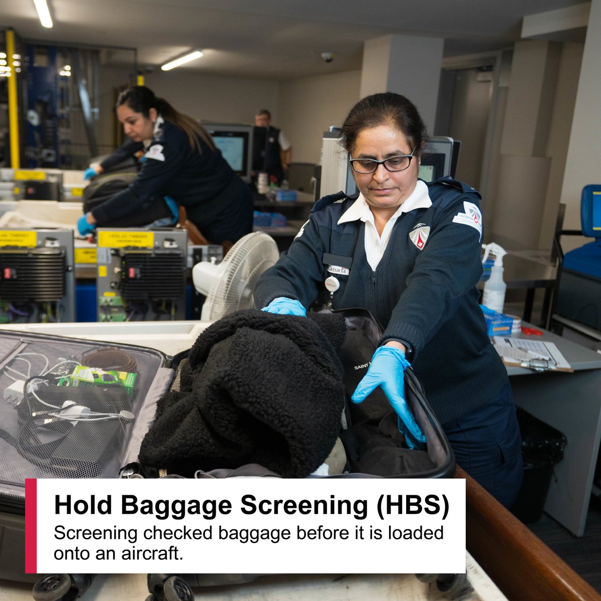 catsa_gc's tweet photo. 2/3 Our responsibilities include screening checked baggage, screening non-passengers like airport workers and flight crew, and the Restricted Area Identity Card (RAIC): the management of the system that uses iris and fingerprint biometric identifiers to allow authorized non-passengers access to the restricted areas of airports.
