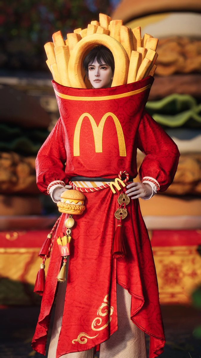 zhiyuens's tweet photo. new skin on the chinese server in exchange for a code when purchasing the collab menu or smth in chinese mcdonald’s stores bro idek https://t.co/EiAhuvYmqu