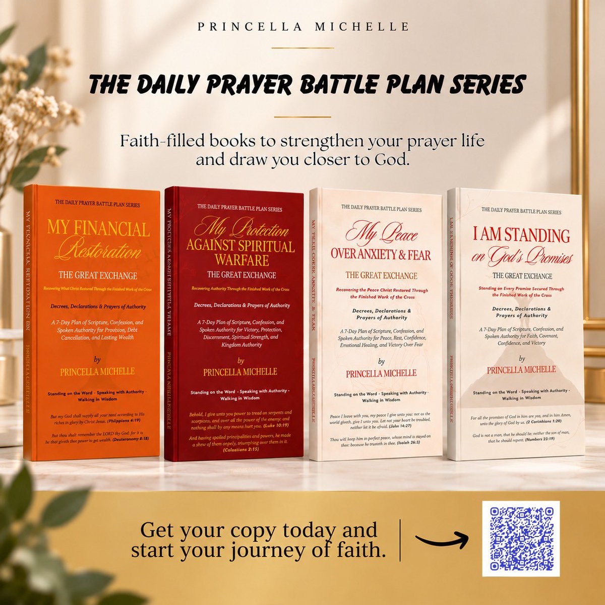 Princella_Mich's tweet photo. Faith-filled books for your journey with God. 
Explore the Daily Prayer Battle Plan Series by Princella Michelle and get your copy today!

🛒 Available on Amazon:
https://t.co/FvoRytWWh4

#PrincellaMichelle #PrayerBooks #FaithBasedBooks #ChristianBooks #PrayerLife #FaithJourney https://t.co/ypmimCUZLZ