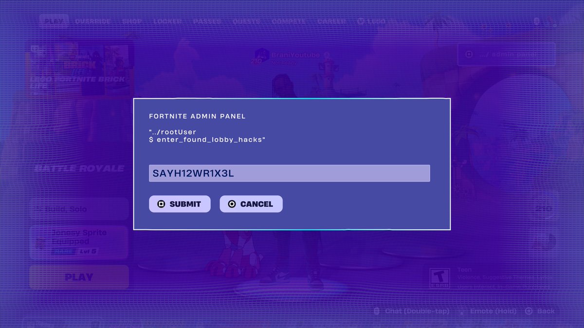 FortniteFNLK's tweet photo. FORTNITE ALL NEW ADMIN PANEL CHEAT CODES!

SAYH12WR1X3L - Wrixel’s Hero Portrait Spray
BeamMeUp - 2 Extraction Accelerator
DESTINYAWAITS - Not activated Yet
BLINKYINKYPINKYCLYDE - Not activated yet 
NOCTURNEOP55N1 - Not activated yet 
DustInTheWind - 5,000 Sprite Dust
NOPROLLAMA - Llama Supply Drop
WhereIsTheDustyTree - 5,000 Sprite Dust
INVALIDCHEAT - 2 Cheat Code Locator
ChatWhereDoYouFindTheKey - 2 Extraction Accelerator
YourThoughtsAreMine - Void Master Geno Skin & 5,000 Sprite Dust
InsertCoinToContinue - Turns You into a Arcade Machine
BRB - Turns You into a Toilet
JONESYISGOLDEN - Gold Jonesy Sprite
OverrideXP - 40,000 XP
FindItChat - 2 Cheat Code Locator
H0p0nvc - 2,000 Sprite Dust
Play4All - Cheat Master Jonesy Sprite
GatherAndCraft - Cheat Master Bush Sprite 
8BitBlast - Cheat Master 8-Bit Sprite
O2Override - Cuddle Team Leader Wrixel Skin & Llama Supply Drop & 5 Portable Extractors
PerfectOrder - 4 Spicy Taco
SurviveTheNight - 2 Cheat Code Locator 
TakeYourHeart - 2 Extraction Accelerator 
LetsBlockAndRoll - Turns you into a Tetris Block
DontBlockMe - Turns you into a Tetris Block
IWannaFlyHigh - Cheat Master Tails Sprite
GottaGoFast - Cheat Master Sonic Sprite
Magilume - 2,000 Sprite Dust
Born2Play - Cheat Master Adventure Sprite 
BEMOREALIEN - Override Ready Loading Screen
Chispambo - 2,000 Sprite Dust
Abgestaubt - 2,000 Sprite Dust
Perlimpinpin - 2,000 Sprite Dust
ReachYourImpossible - Block Party Loading Screen