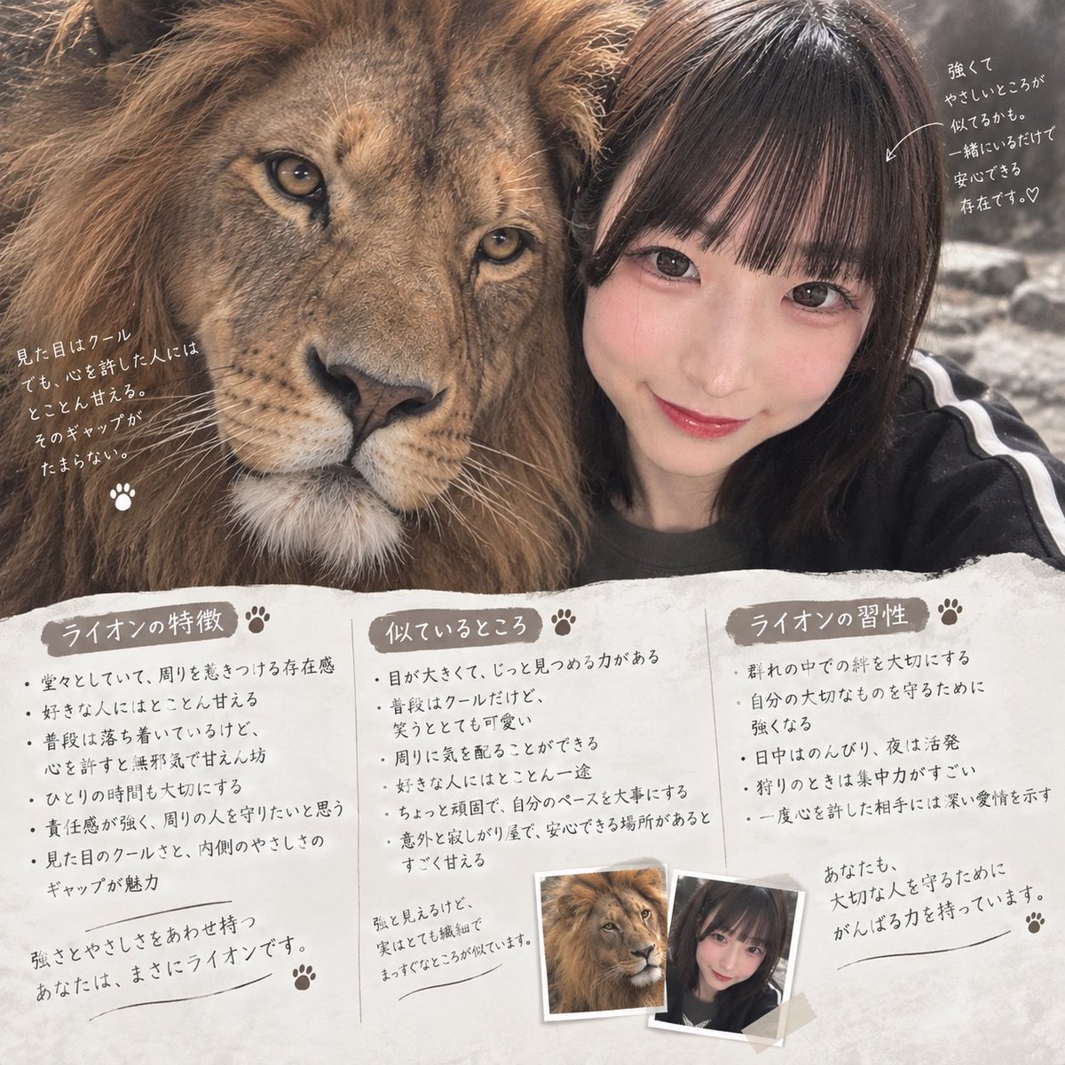 yuu_luvs2's tweet photo. 私を動物に例えるとライオンですよ https://t.co/Peksh30vAe