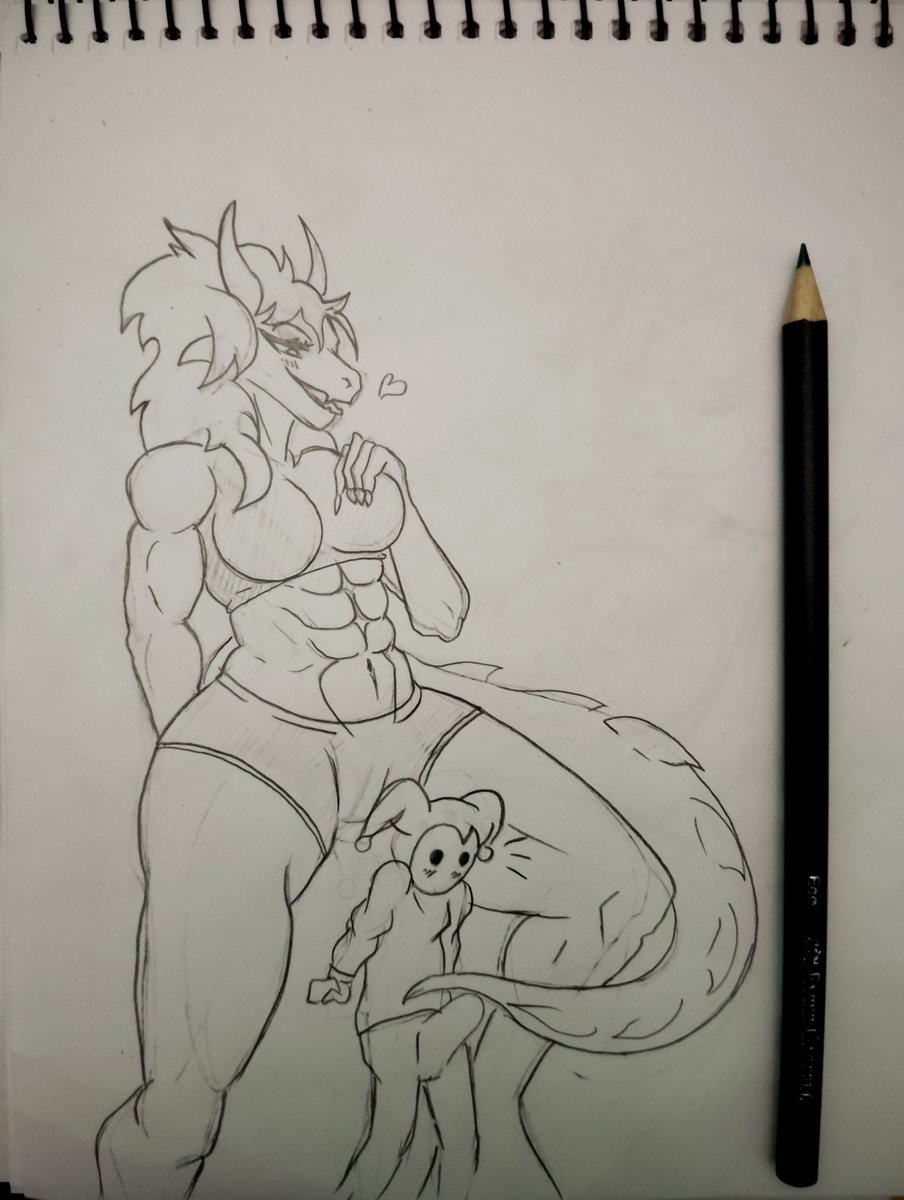 Maccpah's tweet photo. la dragona encontro a su presa....
no queria pasar tanto rato sin dibujar algo
espero les guste el dibujito ❣️

quieren ver  mas fuertotas?
#Furry #AnthroArt #Dragon #Muscular #Sketch https://t.co/EH4KYxF6P0