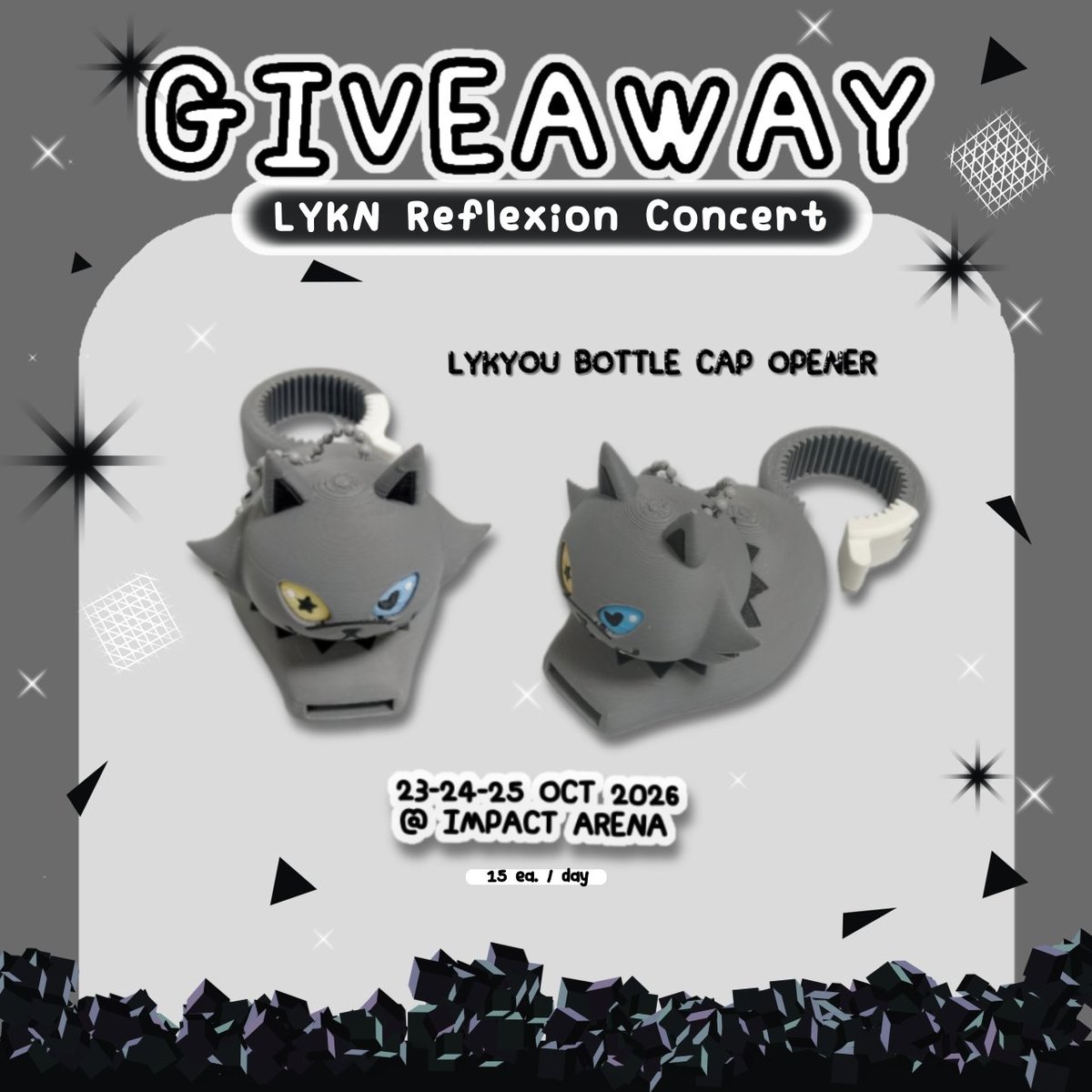 Kawtomnamwoon's tweet photo. ☆ Please kindly retweet ☆
Giveaway for  #LYKNReflexionConcert 

-  LYKYOU Bottle cap opener 🐺

__ 23-24-25 October 2026
__ time tba. 

×× ไม่ได้รับแลกนะคะ ××
เพิ่งเห็นว่าเผลอลบไปขออนุญาตลงใหม่ค่ะ 😭😭 https://t.co/cdbMM7Klz4