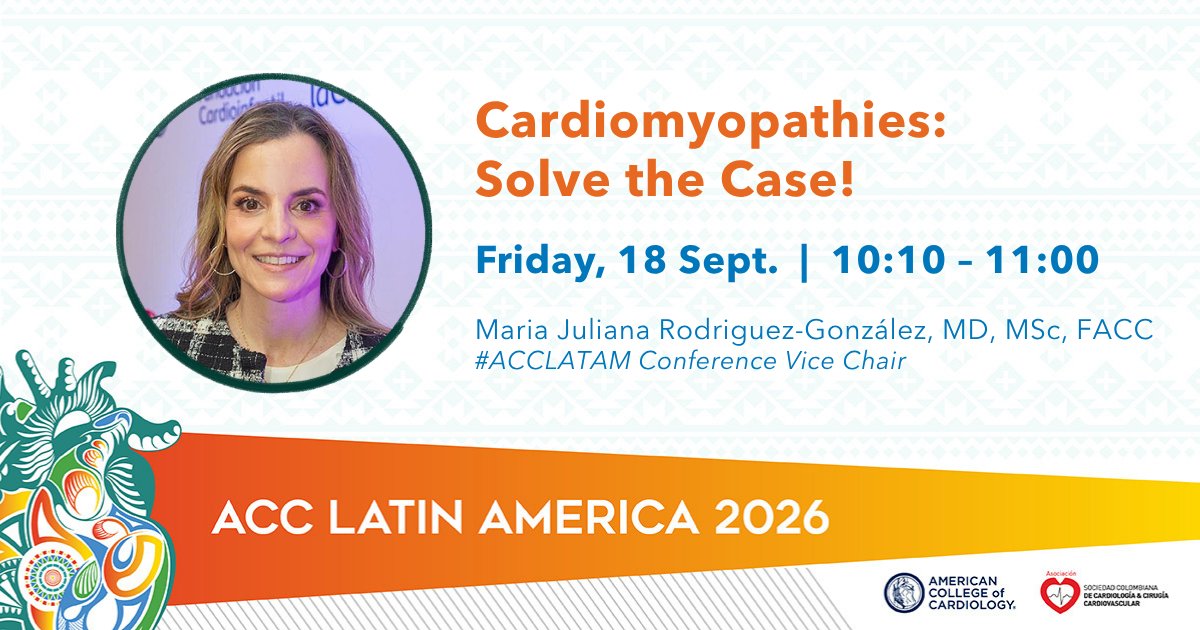 ACCinTouch's tweet photo. Are we missing cardiac amyloidosis in plain sight?
Discover why delayed diagnosis is costing lives & how new treatment paradigms are rewriting the rules with Dr. María Juliana Rodríguez G. at #ACCLATAM this Friday!
Details: https://t.co/yU91IRIBD6
#ACCIntl #CardioOnc https://t.co/P9YcHTGfgR