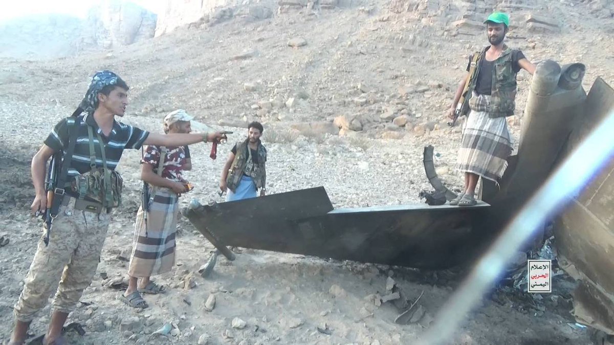SprinterPress's tweet photo. Photos of a shot-down Saudi Arabian F-15 fighter jet in the Marib region, Yemen. https://t.co/xs6pgJ7euk