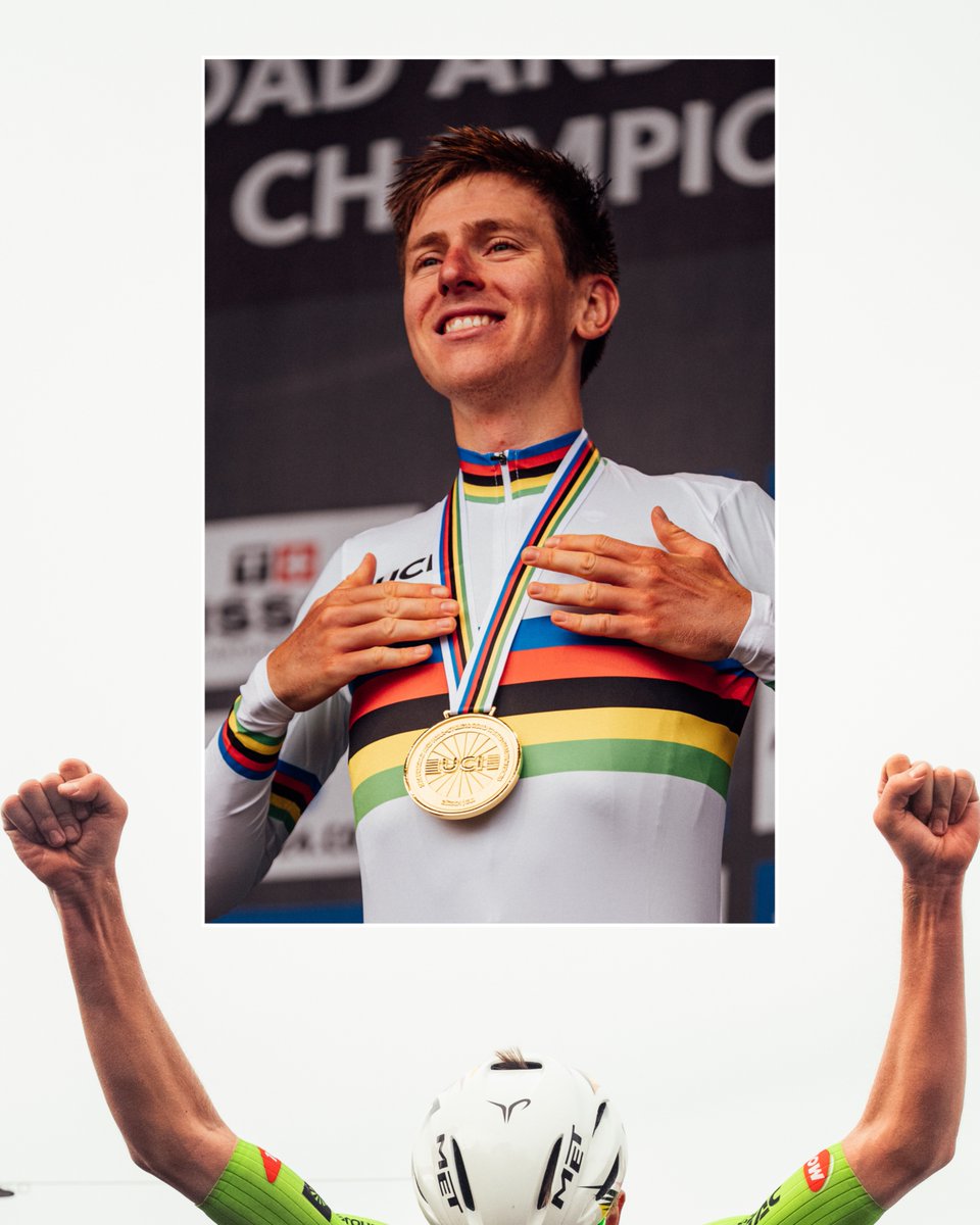 UCI_cycling's tweet photo. You’ll be missed, champ! 🫡

Unfortunately, an injured @TamauPogi won’t be able to defend his UCI World Champion title in the Men Elite road race at #Montréal2026, meaning his 2-year spell in the UCI Rainbow Jersey comes to an end 🌈

What a ride it’s been (for now)! 👏 https://t.co/ERs4bgutgV